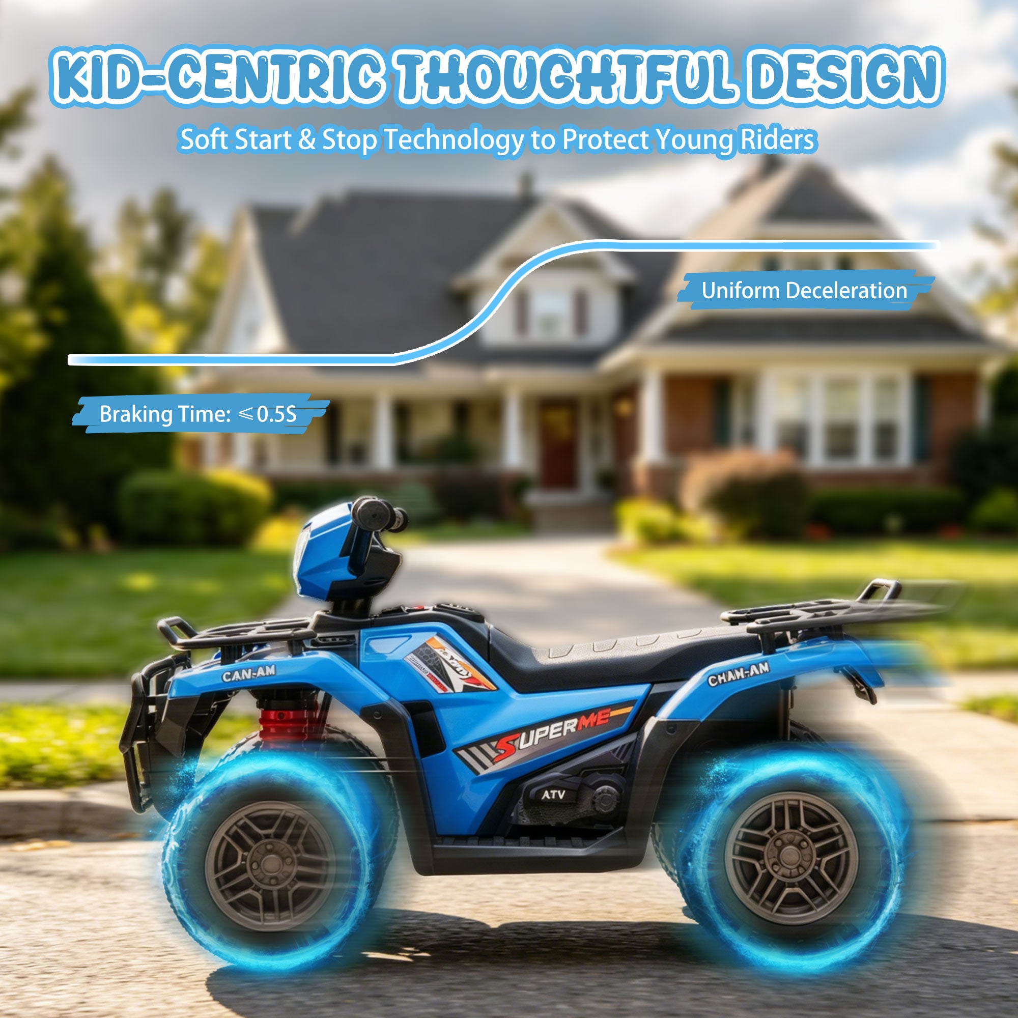 KEEPSUN 24V Kids ATV, Ride on Toys for Toddlers, 4 Wheeler Electric Quad with Bluetooth, Music, Spring Suspension, LED Lights, 2 Storage Racks, Ride On Car for Boys Girls Gift