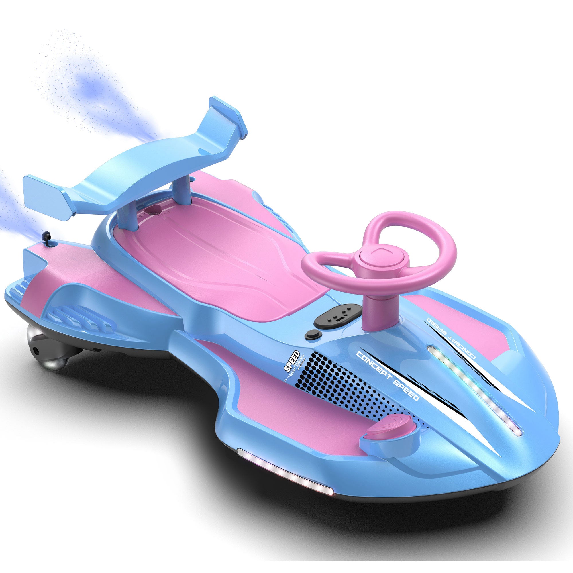 KEEPSUN 12V Electric Wiggle Car for Kids, 2 in 1 Swing Ride on Toy, Drift Car with Spray, Lights, Music, Bluetooth, Anti-Rollover, Gift for Boys Girls Ages 3 and Up