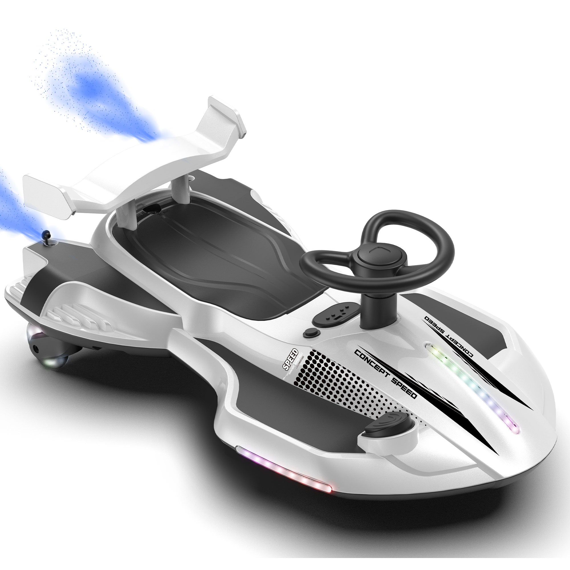 KEEPSUN 12V Electric Wiggle Car for Kids, 2 in 1 Swing Ride on Toy, Drift Car with Spray, Lights, Music, Bluetooth, Anti-Rollover, Gift for Boys Girls Ages 3 and Up