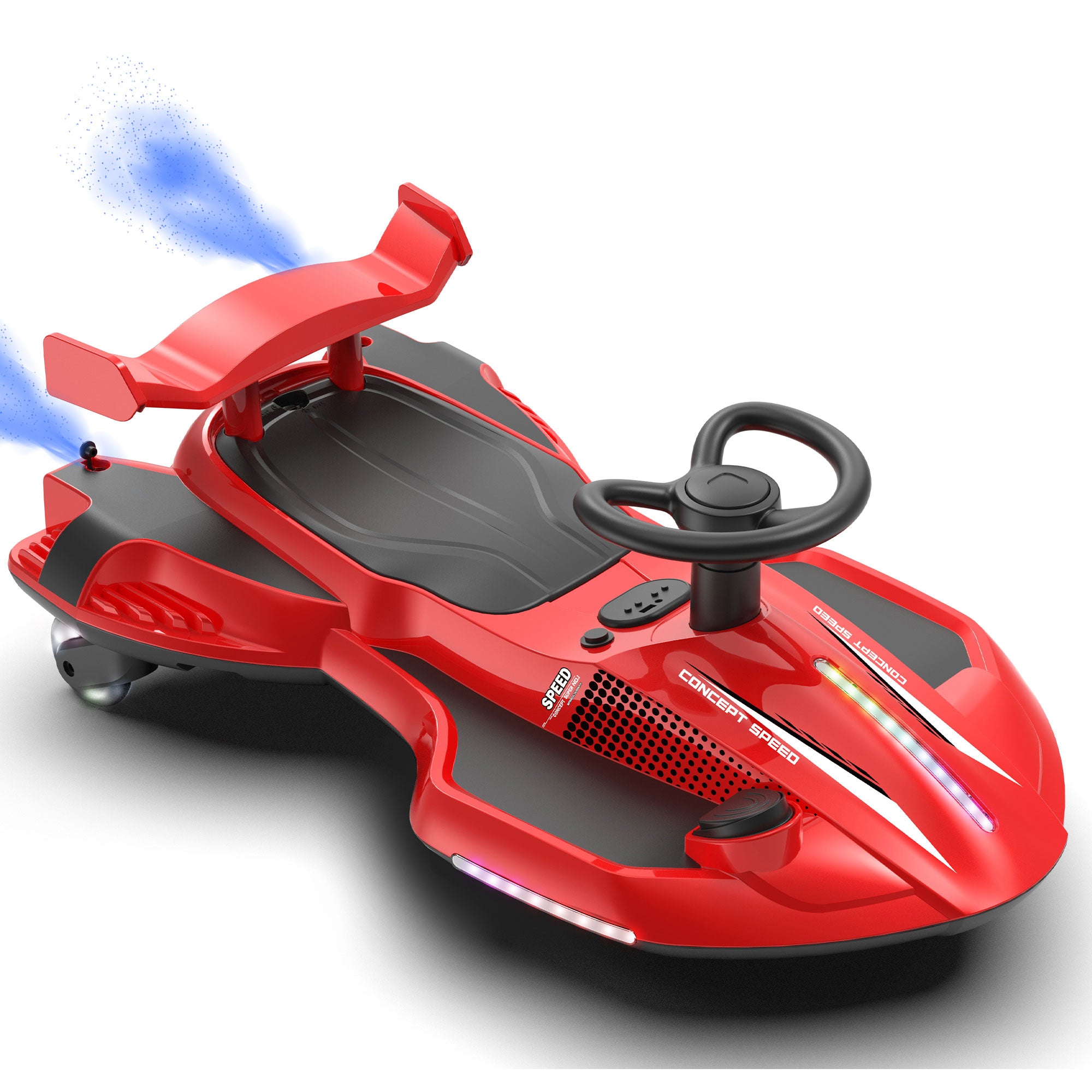 KEEPSUN 12V Electric Wiggle Car for Kids, 2 in 1 Swing Ride on Toy, Drift Car with Spray, Lights, Music, Bluetooth, Anti-Rollover, Gift for Boys Girls Ages 3 and Up