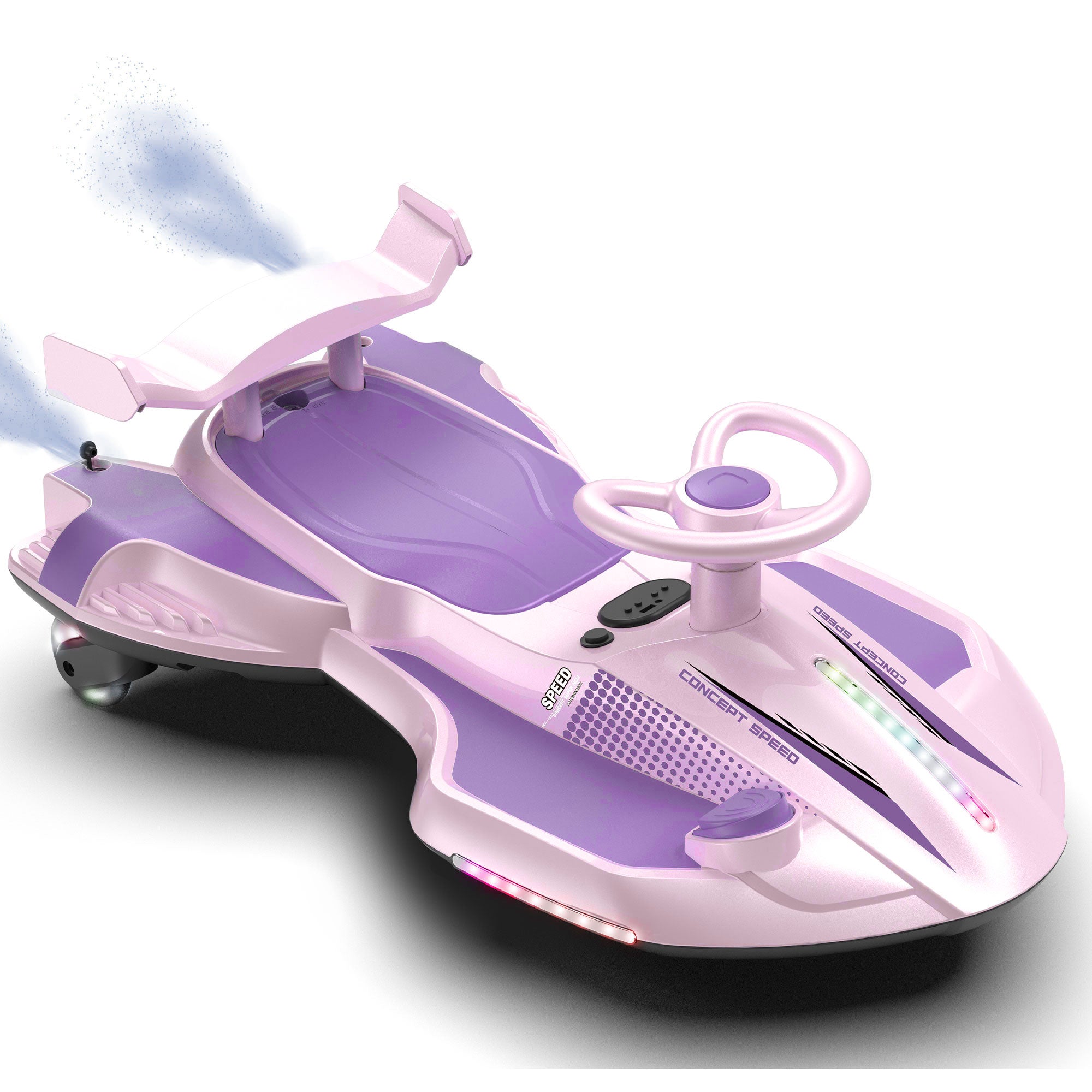 KEEPSUN 12V Electric Wiggle Car for Kids, 2 in 1 Swing Ride on Toy, Drift Car with Spray, Lights, Music, Bluetooth, Anti-Rollover, Gift for Boys Girls Ages 3 and Up