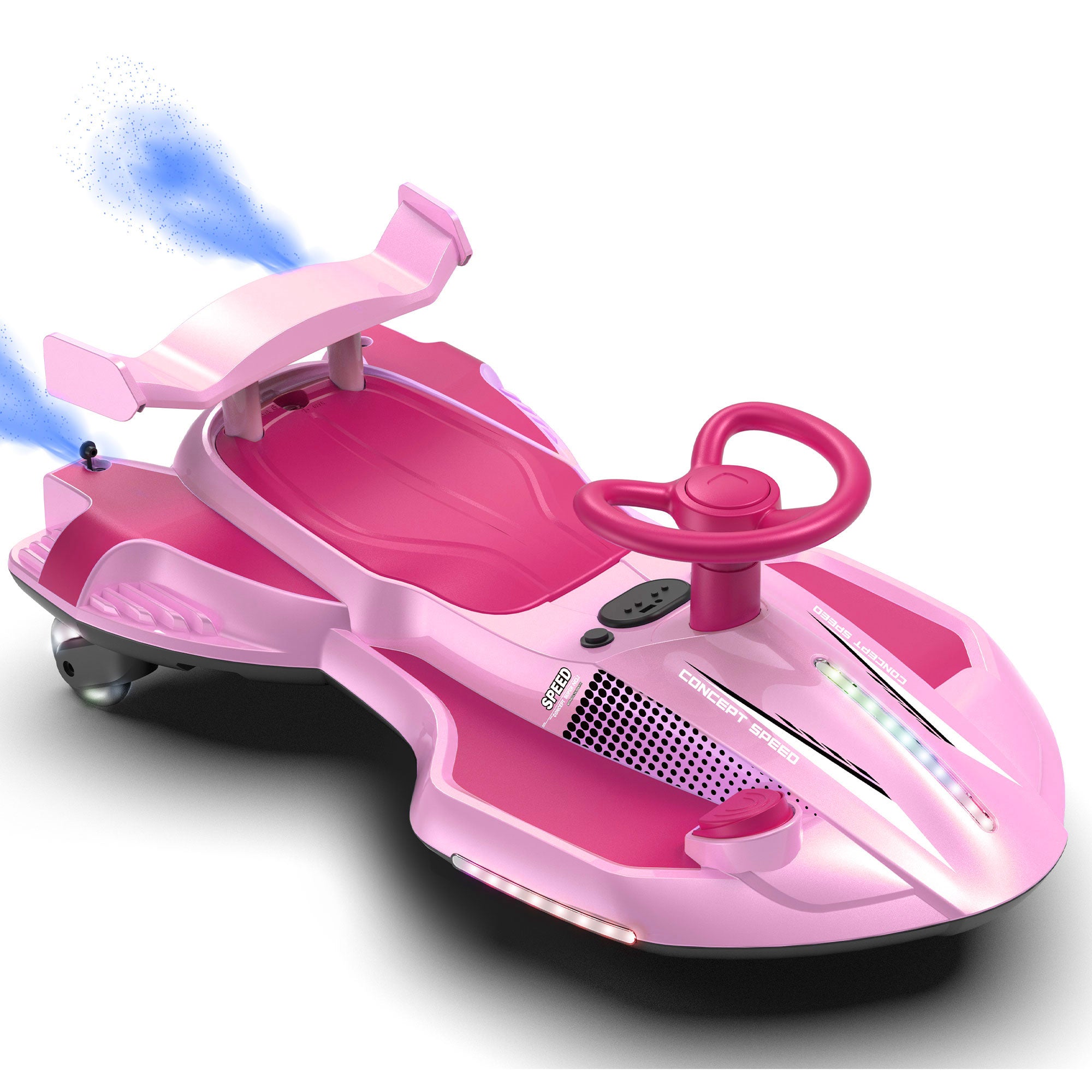 KEEPSUN 12V Electric Wiggle Car for Kids, 2 in 1 Swing Ride on Toy, Drift Car with Spray, Lights, Music, Bluetooth, Anti-Rollover, Gift for Boys Girls Ages 3 and Up