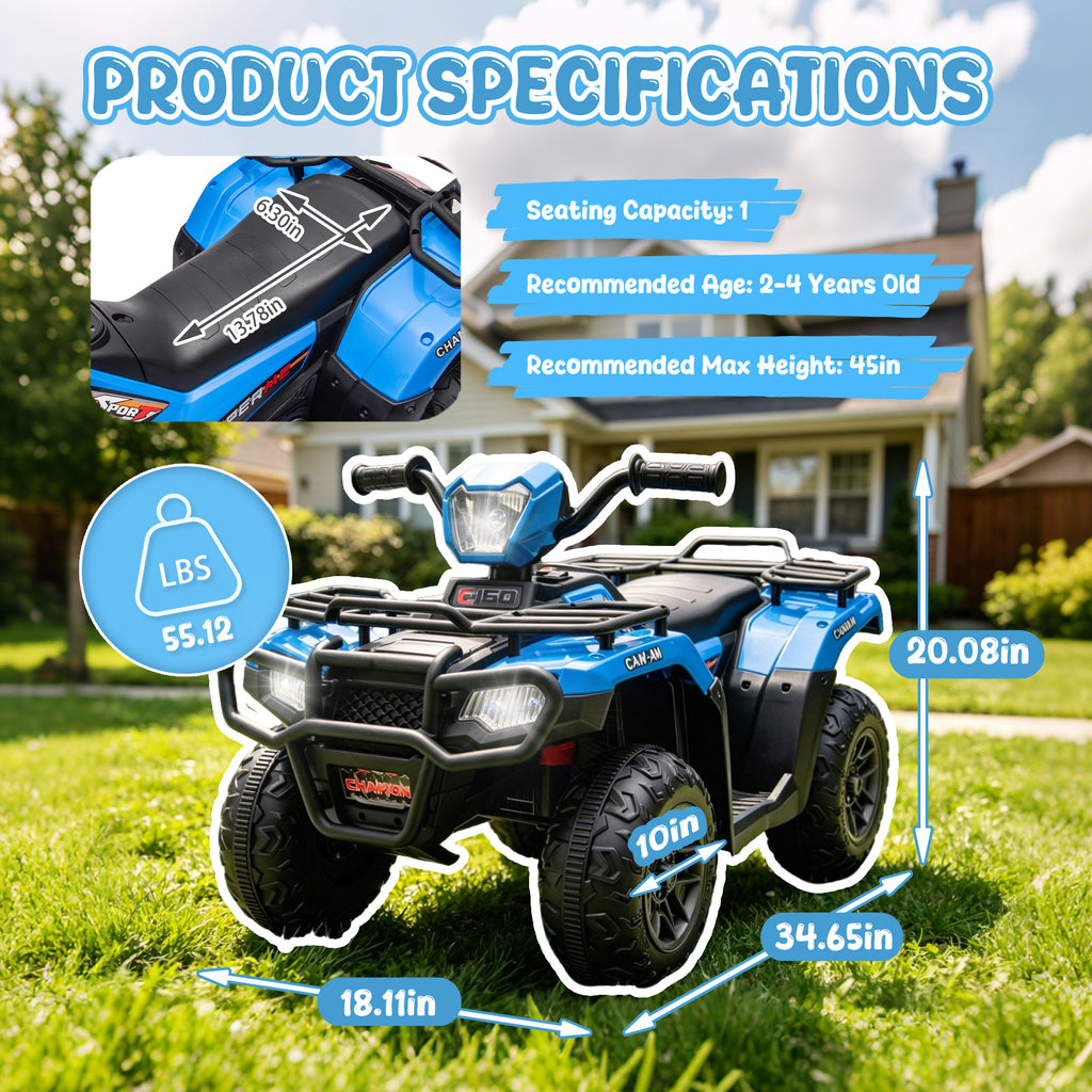 KEEPSUN 24V Kids ATV, Ride on Toys for Toddlers, 4 Wheeler Electric Quad with Bluetooth, Music, Spring Suspension, LED Lights, 2 Storage Racks, Ride On Car for Boys Girls Gift