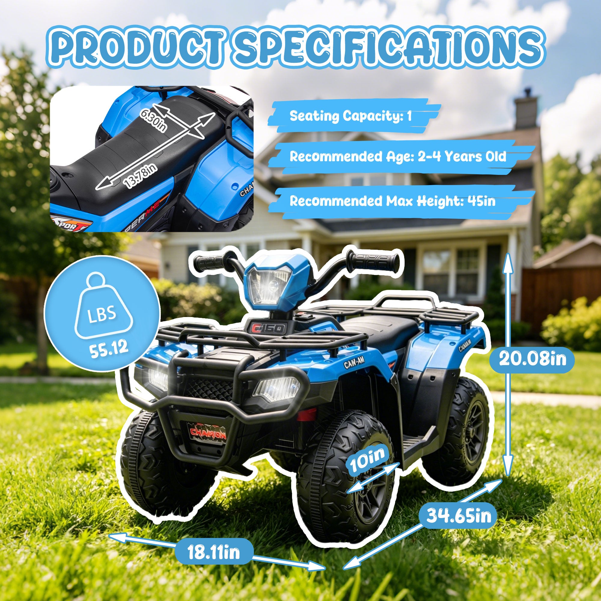 KEEPSUN 24V Kids ATV, Ride on Toys for Toddlers, 4 Wheeler Electric Quad with Bluetooth, Music, Spring Suspension, LED Lights, 2 Storage Racks, Ride On Car for Boys Girls Gift