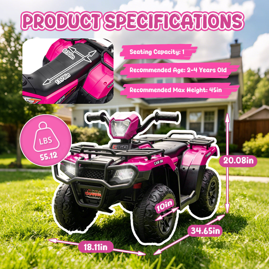 KEEPSUN 24V Kids ATV, Ride on Toys for Toddlers, 4 Wheeler Electric Quad with Bluetooth, Music, Spring Suspension, LED Lights, 2 Storage Racks, Ride On Car for Boys Girls Gift