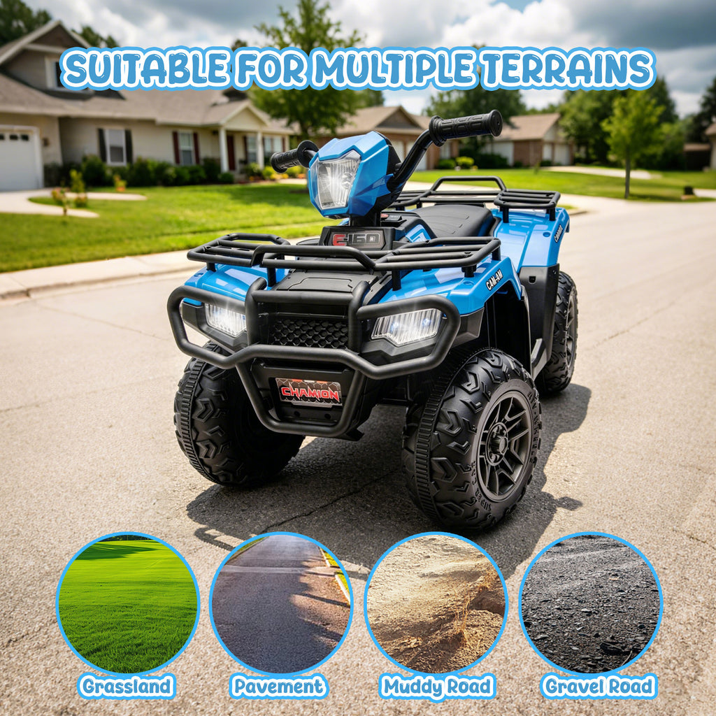 KEEPSUN 24V Kids ATV, Ride on Toys for Toddlers, 4 Wheeler Electric Quad with Bluetooth, Music, Spring Suspension, LED Lights, 2 Storage Racks, Ride On Car for Boys Girls Gift