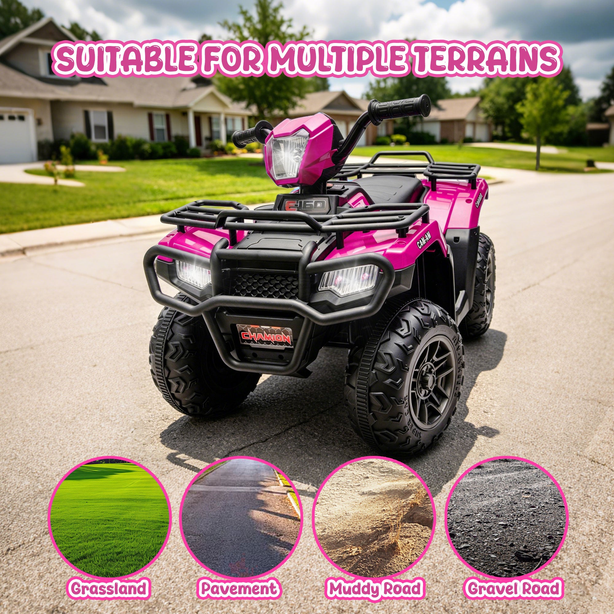KEEPSUN 24V Kids ATV, Ride on Toys for Toddlers, 4 Wheeler Electric Quad with Bluetooth, Music, Spring Suspension, LED Lights, 2 Storage Racks, Ride On Car for Boys Girls Gift