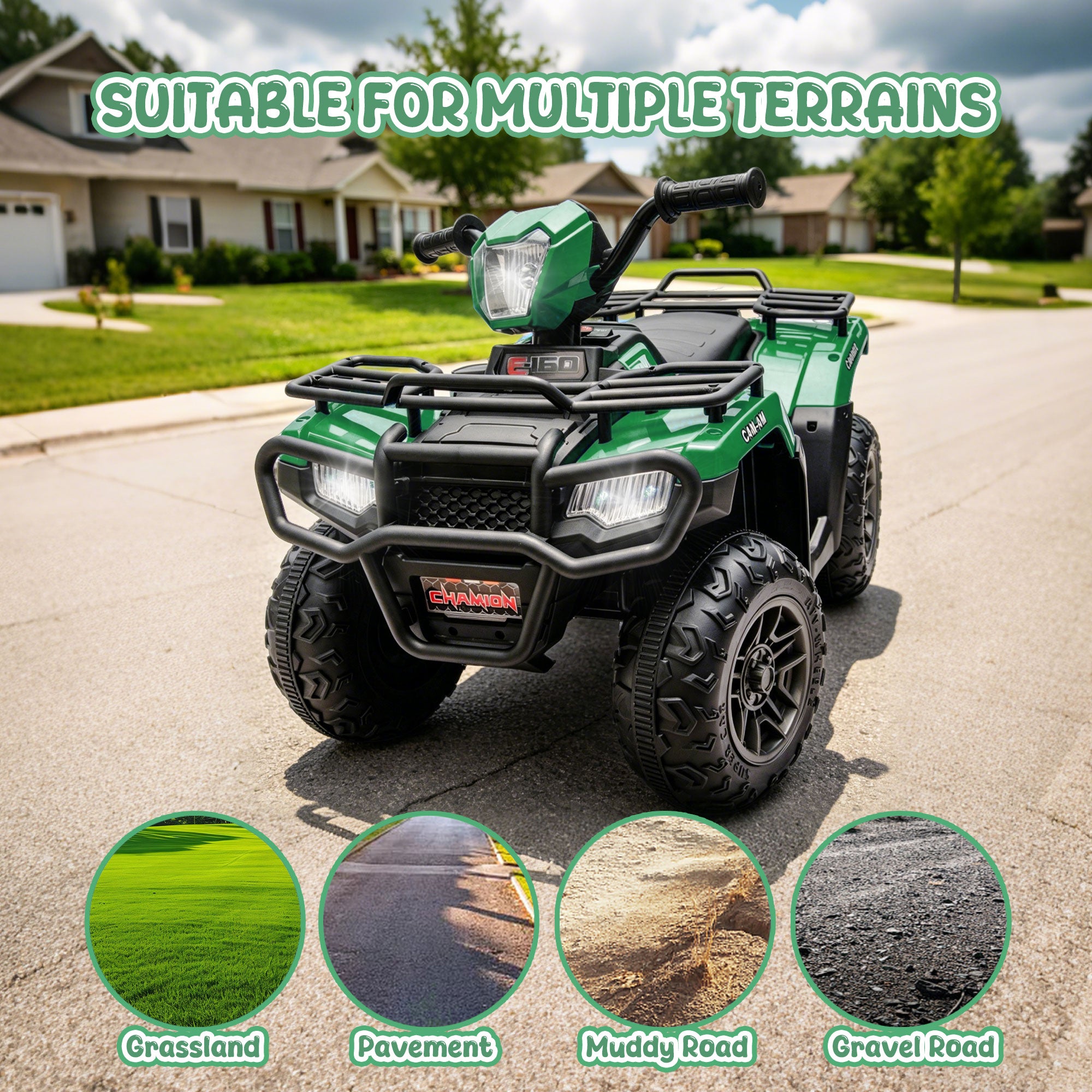 KEEPSUN 24V Kids ATV, Ride on Toys for Toddlers, 4 Wheeler Electric Quad with Bluetooth, Music, Spring Suspension, LED Lights, 2 Storage Racks, Ride On Car for Boys Girls Gift