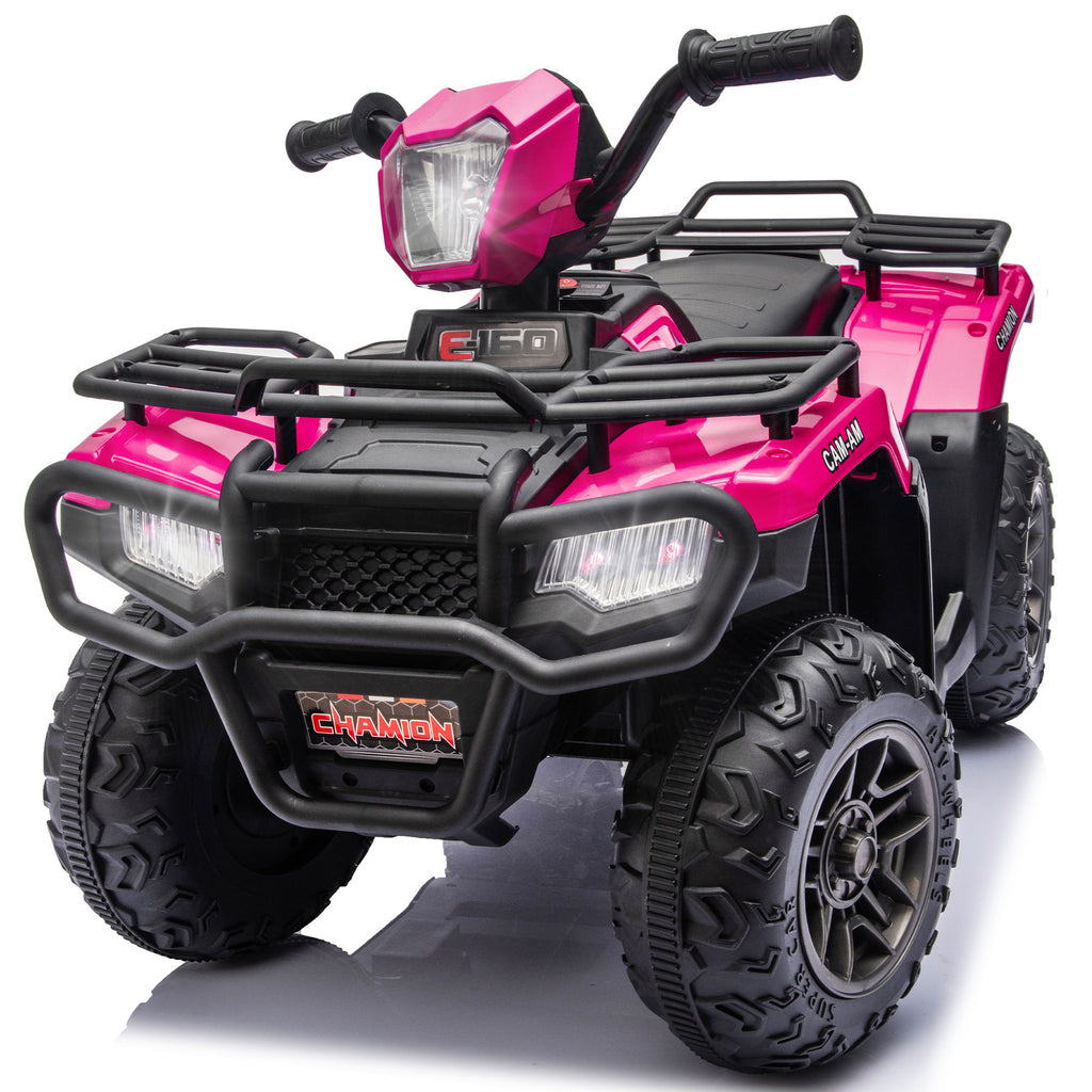 KEEPSUN 24V Kids ATV, Ride on Toys for Toddlers, 4 Wheeler Electric Quad with Bluetooth, Music, Spring Suspension, LED Lights, 2 Storage Racks, Ride On Car for Boys Girls Gift