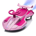 KEEPSUN 12V Electric Wiggle Car for Kids, 2 in 1 Swing Ride on Toy, Drift Car with Spray, Flashing 360° Swivel Wheels, Music, Bluetooth, Anti-Rollover, Gift for Boys Girls Ages 3-8 - Pink
