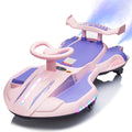 KEEPSUN 12V Electric Wiggle Car for Kids, 2 in 1 Swing Ride on Toy, Drift Car with Spray, Flashing 360° Swivel Wheels, Music, Bluetooth, Anti-Rollover, Gift for Boys Girls Ages 3-8 - Pink & Purple