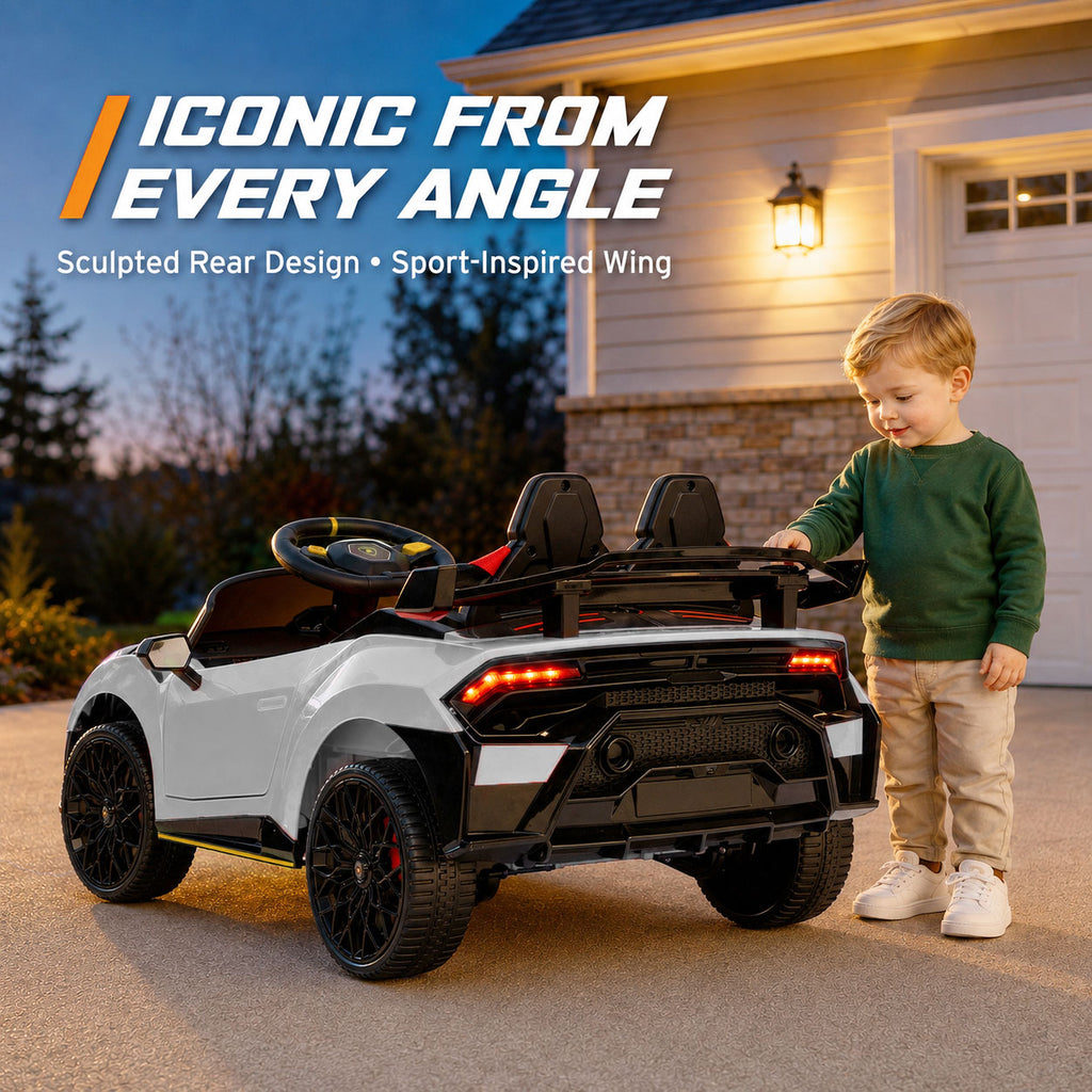 KEEPSUN 12V Ride On Toys for Kids, Licensed Lamborghini Ride On Car w/Remote Control, 3-Speed, Bluetooth & Music, Electric Car for Toddler Ages 2-4, Ideal Gift for Boys Girls - Gray