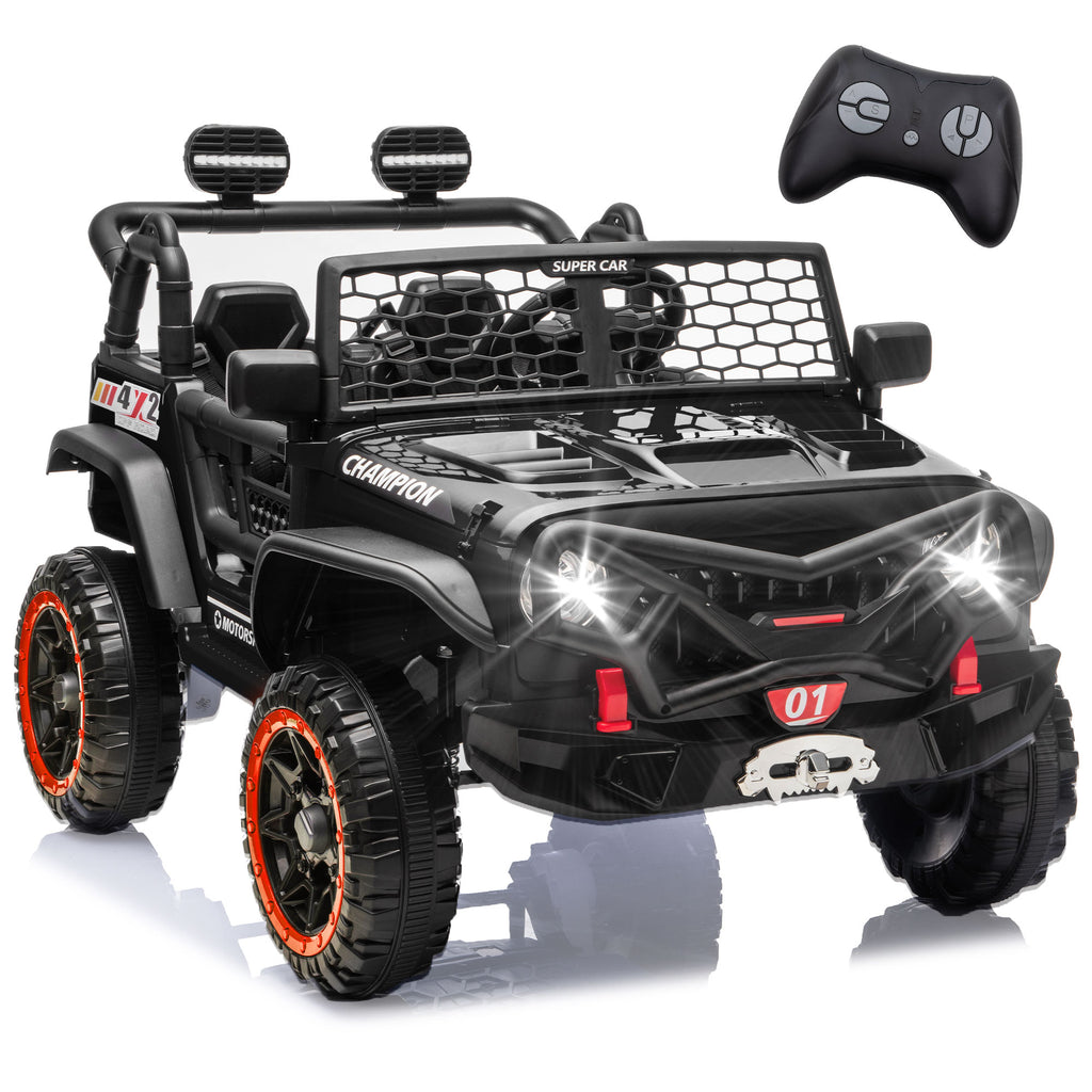 24V 2 Seater Ride On Toys for Kids, Ride On Car with Remote Control, Ride On Truck, 4-Wheel Suspension, Soft Start, Bluetooth, Led Lights, Electric Car for Kids Ages 3-8