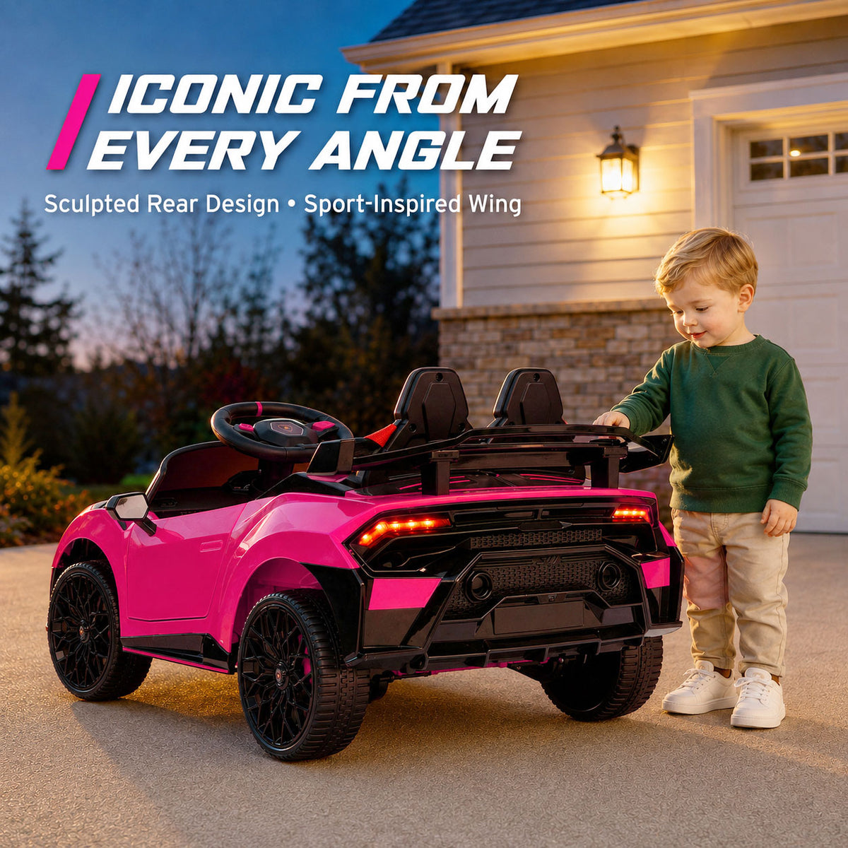 KEEPSUN 12V Ride On Toys for Kids, Licensed Lamborghini Ride On Car w/Remote Control, 3-Speed, Bluetooth & Music, Electric Car for Toddler Ages 2-4, Ideal Gift for Boys Girls - Pink