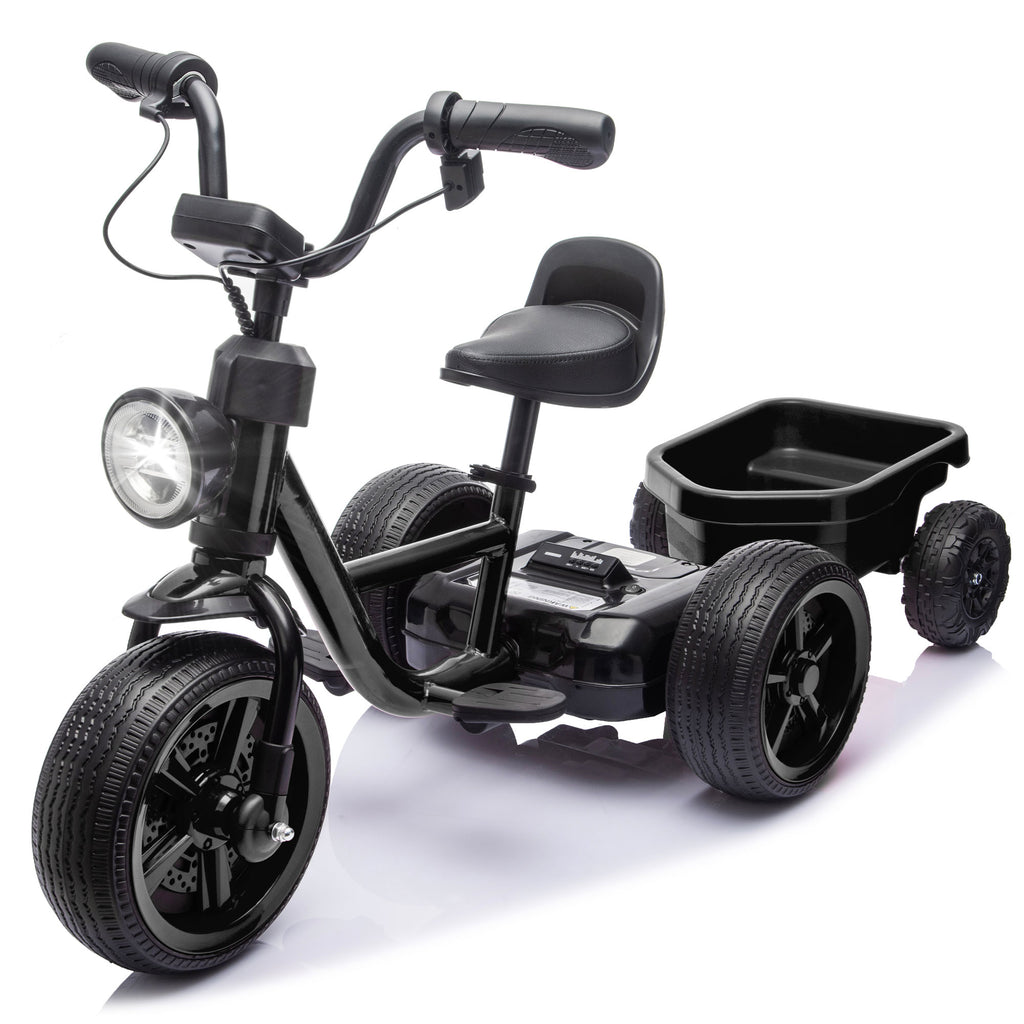 Electric Tricycle for Toddlers 2-5 Year Old, Kids Electric Bike Outdoor Ride on Toys, Trike with LED Light, Adjustable Seat, Large Rear Basket, Birthday Gift for Kids