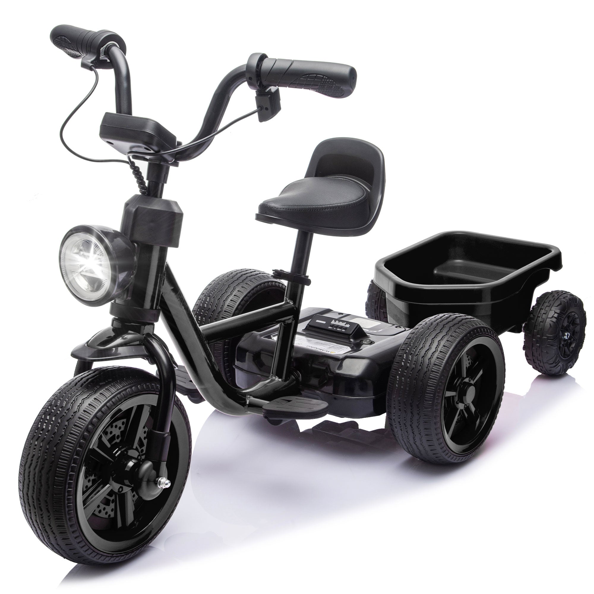 Electric Tricycle for Toddlers 2-5 Year Old, Kids Electric Bike Outdoor Ride on Toys, Trike with LED Light, Adjustable Seat, Large Rear Basket, Birthday Gift for Kids