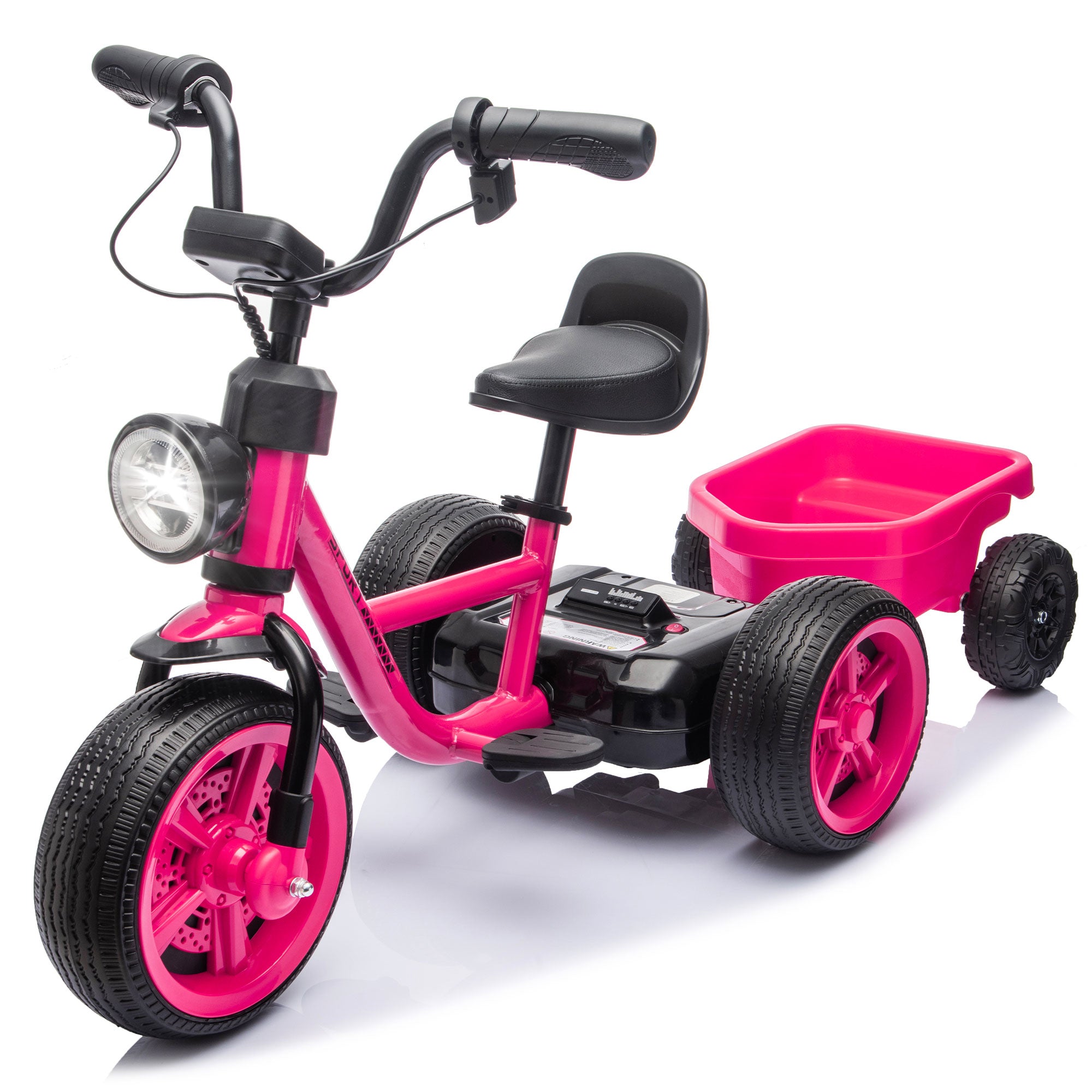 Electric Tricycle for Toddlers 2-5 Year Old, Kids Electric Bike Outdoor Ride on Toys, Trike with LED Light, Adjustable Seat, Large Rear Basket, Birthday Gift for Kids
