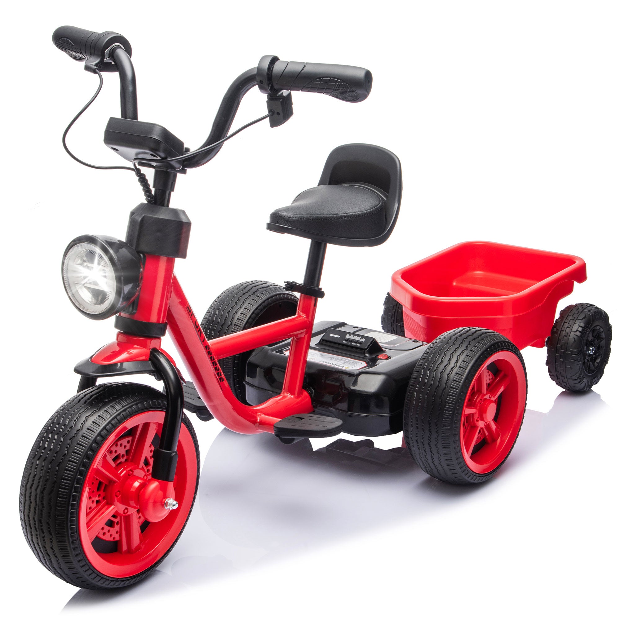 Electric Tricycle for Toddlers 2-5 Year Old, Kids Electric Bike Outdoor Ride on Toys, Trike with LED Light, Adjustable Seat, Large Rear Basket, Birthday Gift for Kids