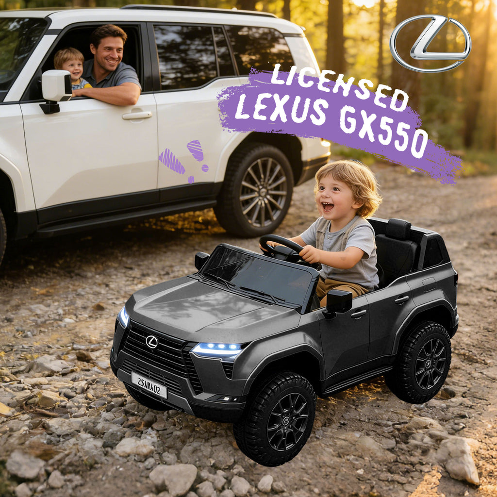 2 Seater Ride On Car for Kids, 24V Licensed Lexus GX550 Ride On Toys for Kids, Kids Electric Vehicle w/Remote Control, Bluetooth, 3 Speed, 4-Wheel Suspension, Ideal Gift for Boys Girls