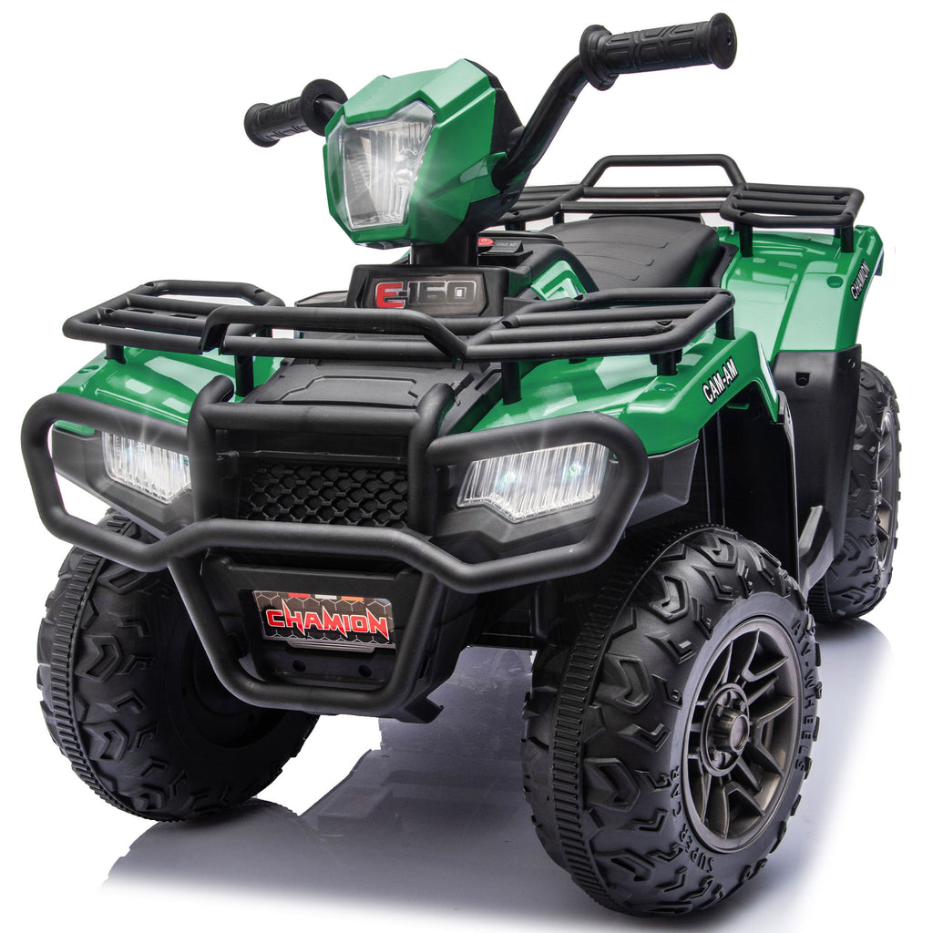 KEEPSUN 24V Kids ATV, Ride on Toys for Toddlers, 4 Wheeler Electric Quad with Bluetooth, Music, Spring Suspension, LED Lights, 2 Storage Racks, Ride On Car for Boys Girls Gift