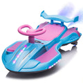 KEEPSUN 12V Electric Wiggle Car for Kids, 2 in 1 Swing Ride on Toy, Drift Car with Spray, Flashing 360° Swivel Wheels, Music, Bluetooth, Anti-Rollover, Gift for Boys Girls Ages 3-8 - Blue