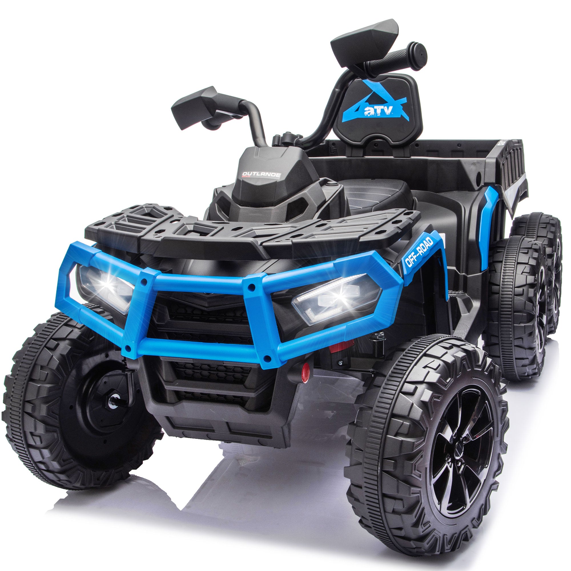 24V Ride on ATV Toys, Real 2 Seater Kids ATV with 200W*2 Power Motor, Electric Car w/ 6-Wheeler Suspension, Extra Large Rear Storage Bucket, Waterproof Panel w/ Bluetooth, Music, Led Lights
