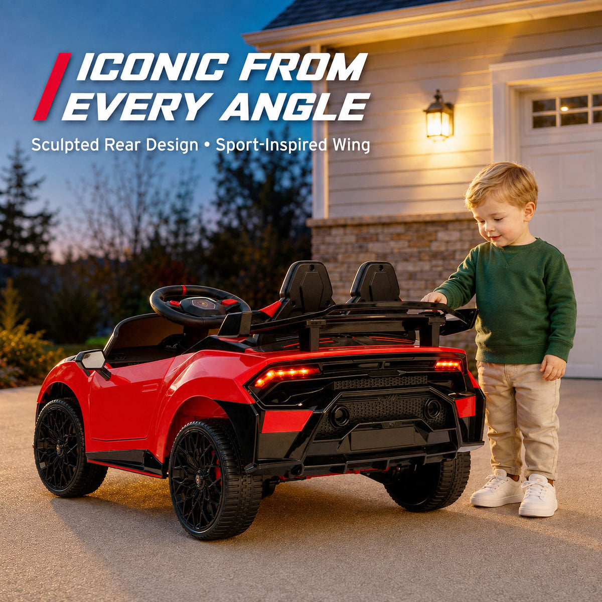KEEPSUN 12V Ride On Toys for Kids, Licensed Lamborghini Ride On Car w/Remote Control, 3-Speed, Bluetooth & Music, Electric Car for Toddler Ages 2-4, Ideal Gift for Boys Girls - Red