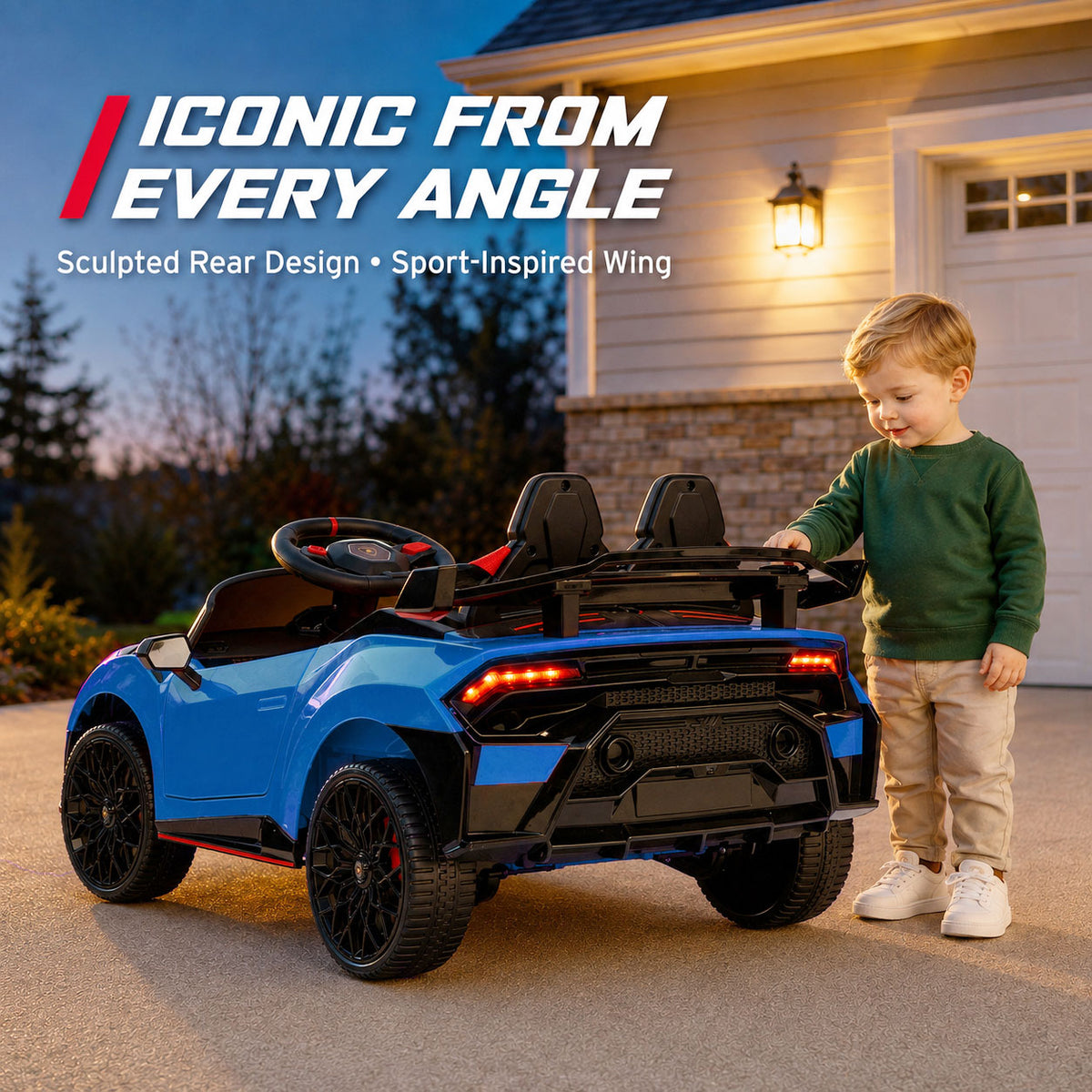KEEPSUN 12V Ride On Toys for Kids, Licensed Lamborghini Ride On Car w/Remote Control, 3-Speed, Bluetooth & Music, Electric Car for Toddler Ages 2-4, Ideal Gift for Boys Girls - Blue