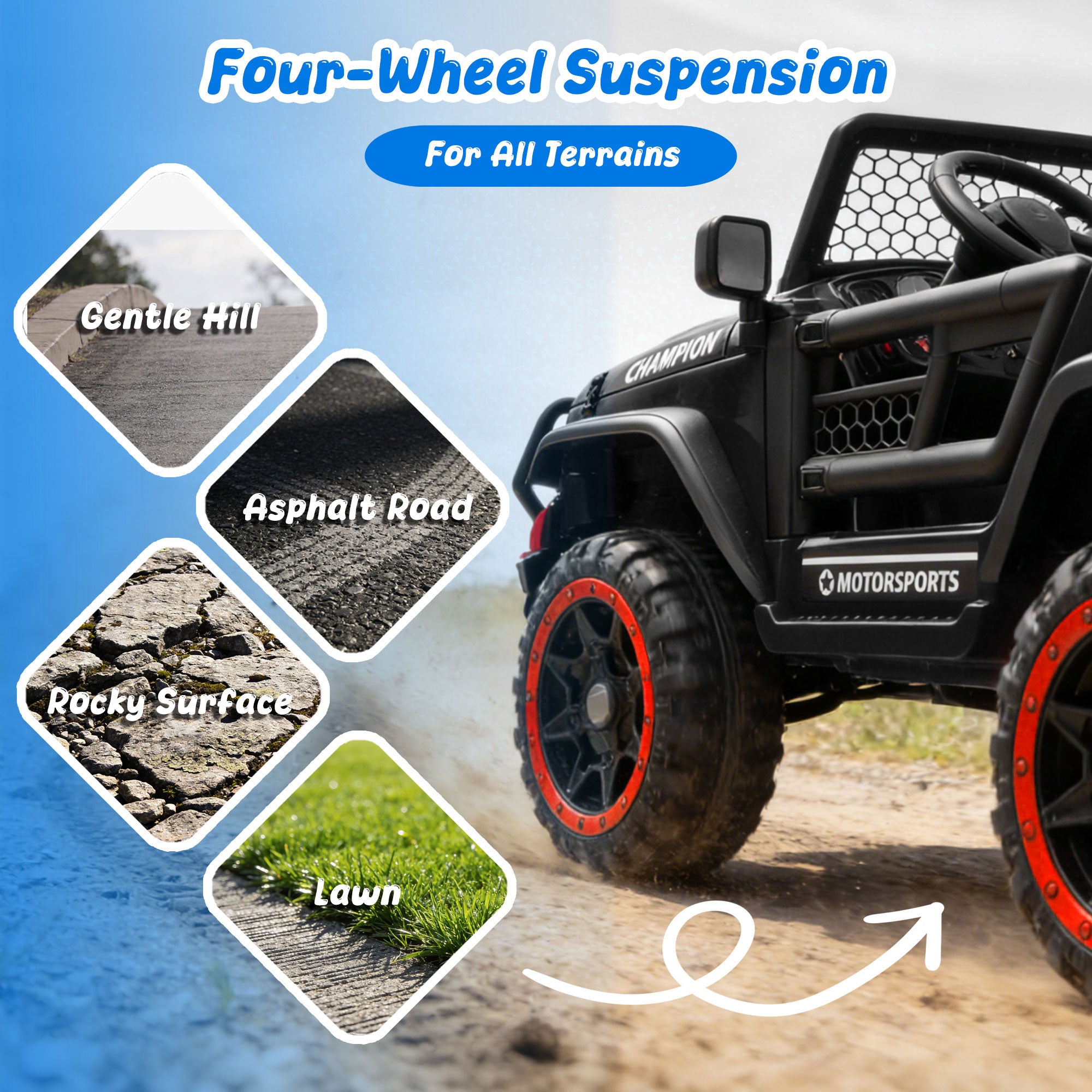 24V 2 Seater Ride On Toys for Kids, Ride On Car with Remote Control, Ride On Truck, 4-Wheel Suspension, Soft Start, Bluetooth, Led Lights, Electric Car for Kids Ages 3-8