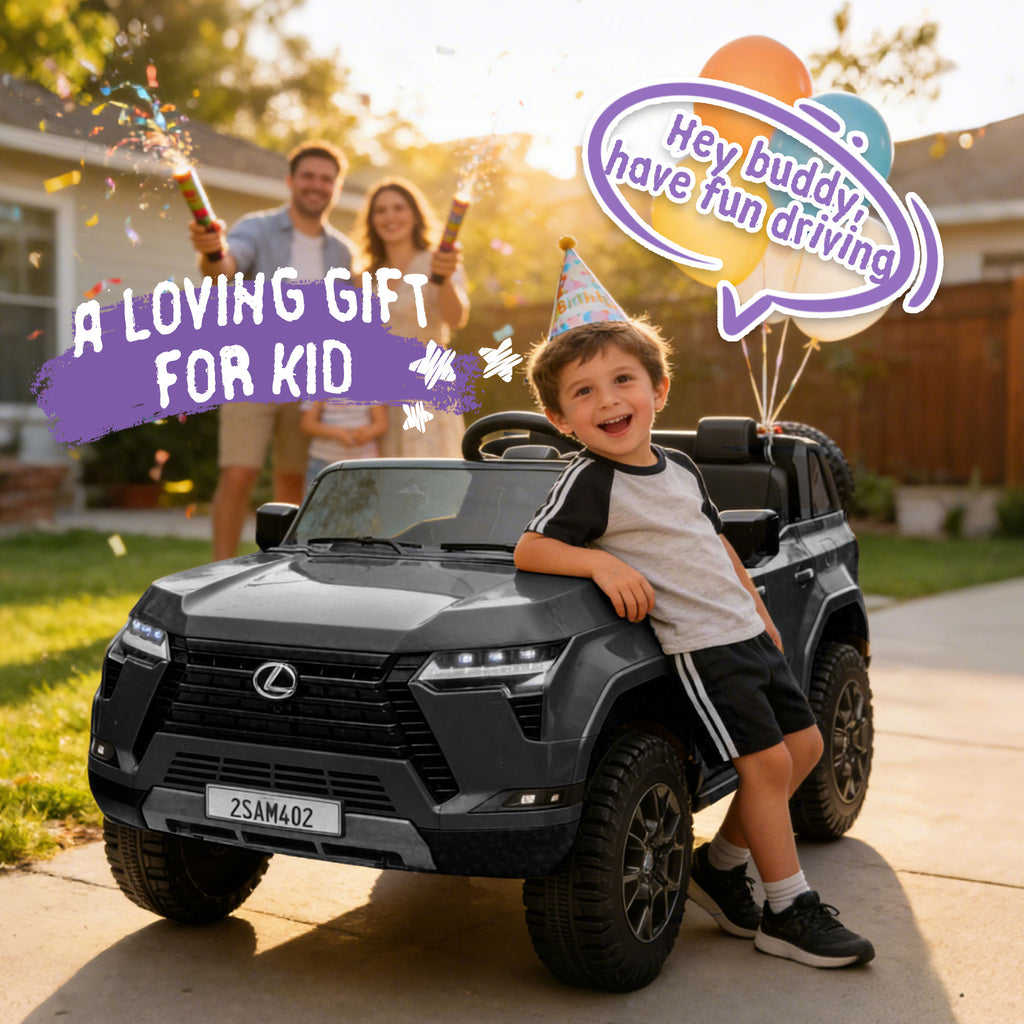 2 Seater Ride On Car for Kids, 24V Licensed Lexus GX550 Ride On Toys for Kids, Kids Electric Vehicle w/Remote Control, Bluetooth, 3 Speed, 4-Wheel Suspension, Ideal Gift for Boys Girls