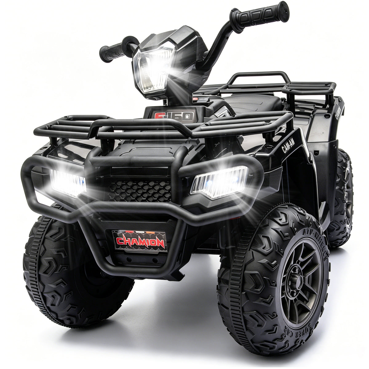 KEEPSUN 24V Kids ATV, Ride on Toys for Toddlers, 4 Wheeler Electric Quad with Music, Spring Suspension, LED Lights, 2 Storage Racks, Ride On Car Gift for Boys Girls Ages 2-4 - Black