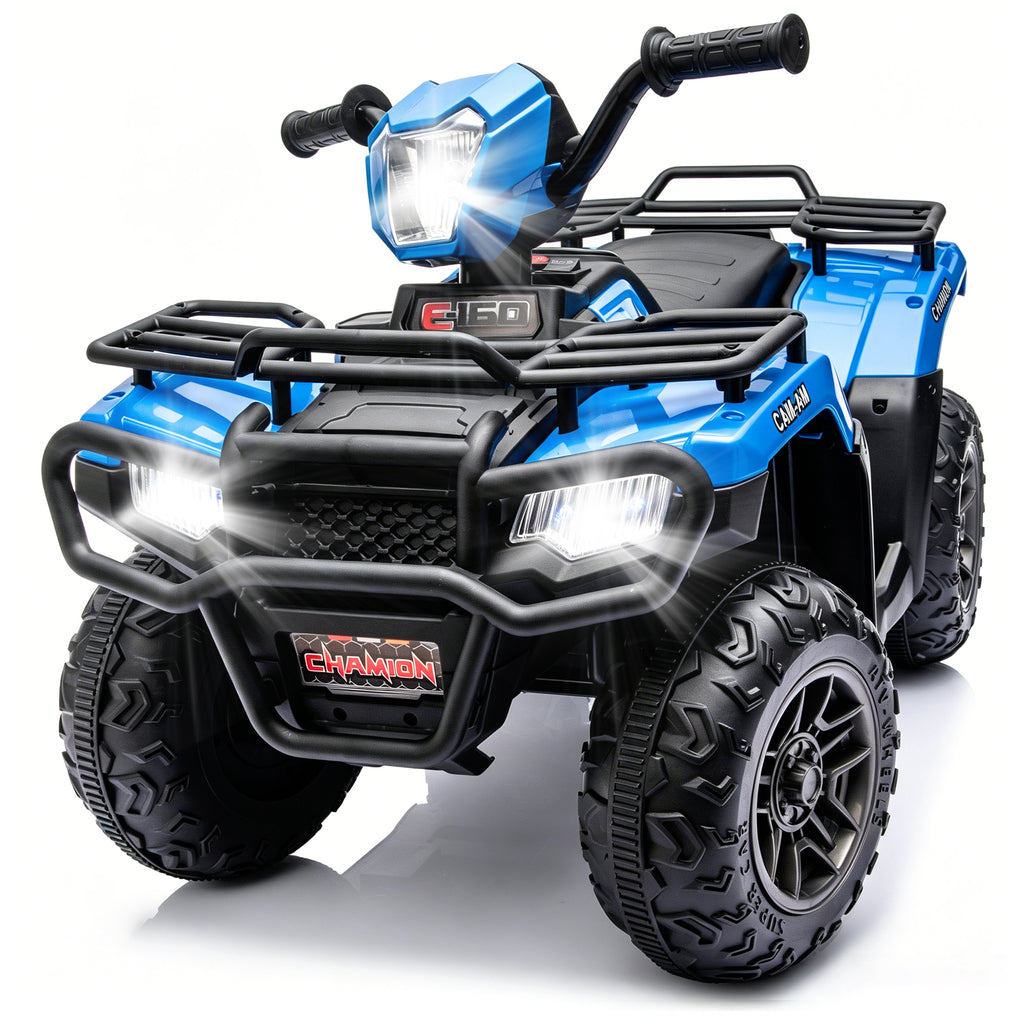 KEEPSUN 24V Kids ATV, Ride on Toys for Toddlers, 4 Wheeler Electric Quad with Bluetooth, Music, Spring Suspension, LED Lights, 2 Storage Racks, Ride On Car for Boys Girls Gift