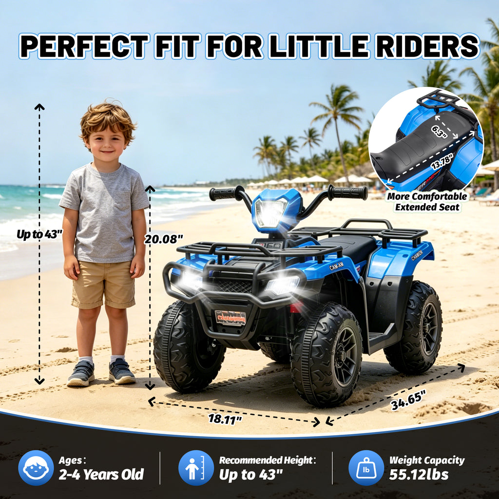 KEEPSUN 24V Kids ATV, Ride on Toys for Toddlers, 4 Wheeler Electric Quad with Bluetooth, Music, Spring Suspension, LED Lights, 2 Storage Racks, Ride On Car for Boys Girls Gift