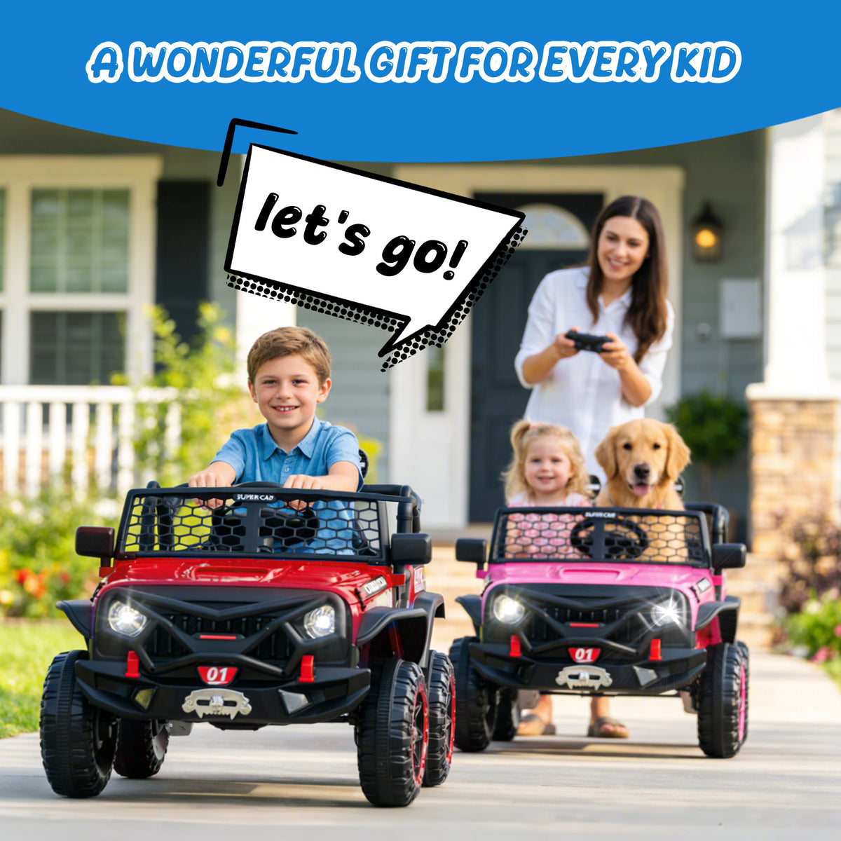 24V 2 Seater Ride On Toys for Kids, Ride On Car with Remote Control, Ride On Truck, 4-Wheel Suspension, Soft Start, Bluetooth, Led Lights, Electric Car for Kids Ages 3-8, Gift for Boys Girls - Red